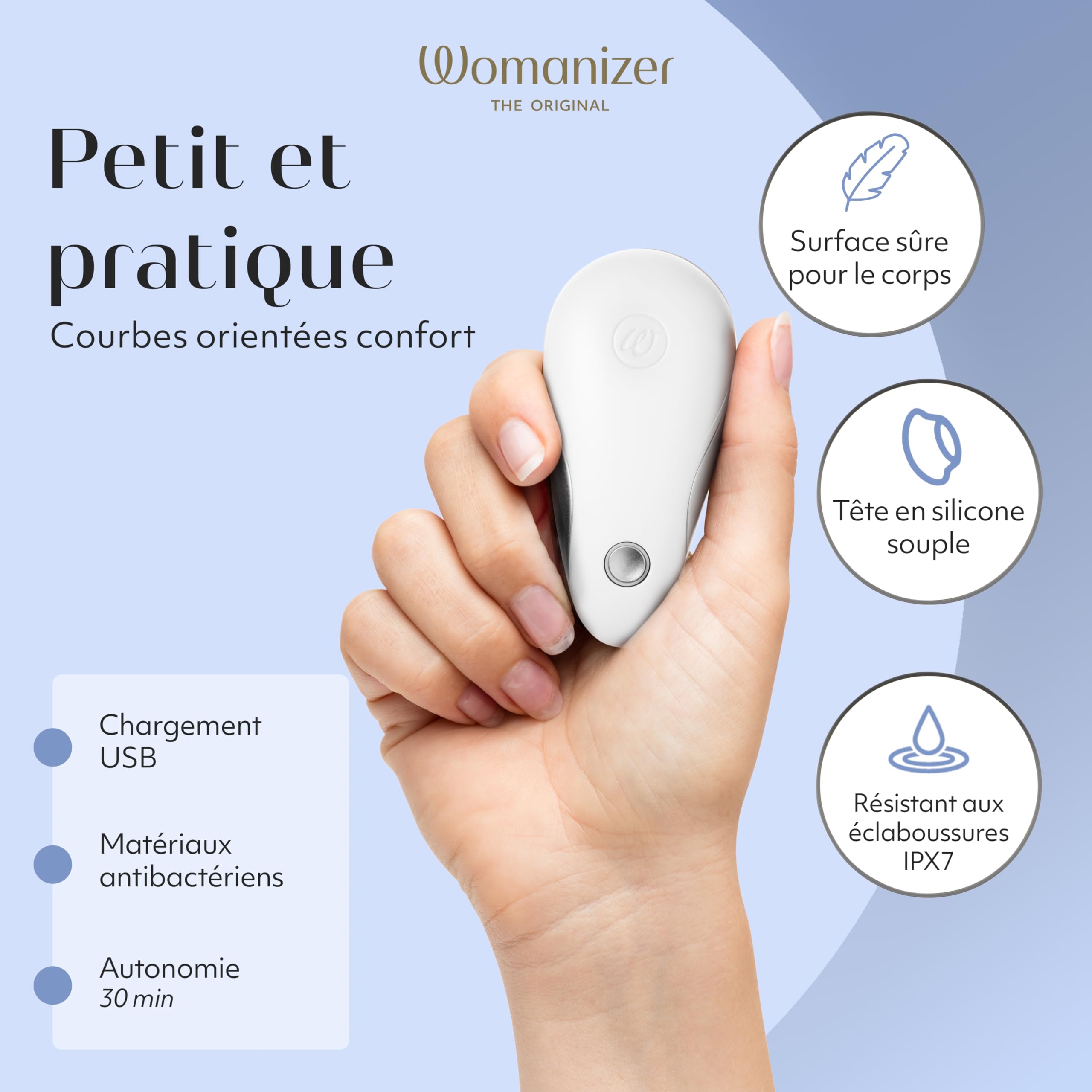 Womanizer Starlet Snow - Suceur de clitoris - Mini stimulateur clitoridien avec 4 niveaux d'intensité - Sex Toy silencieux étanche