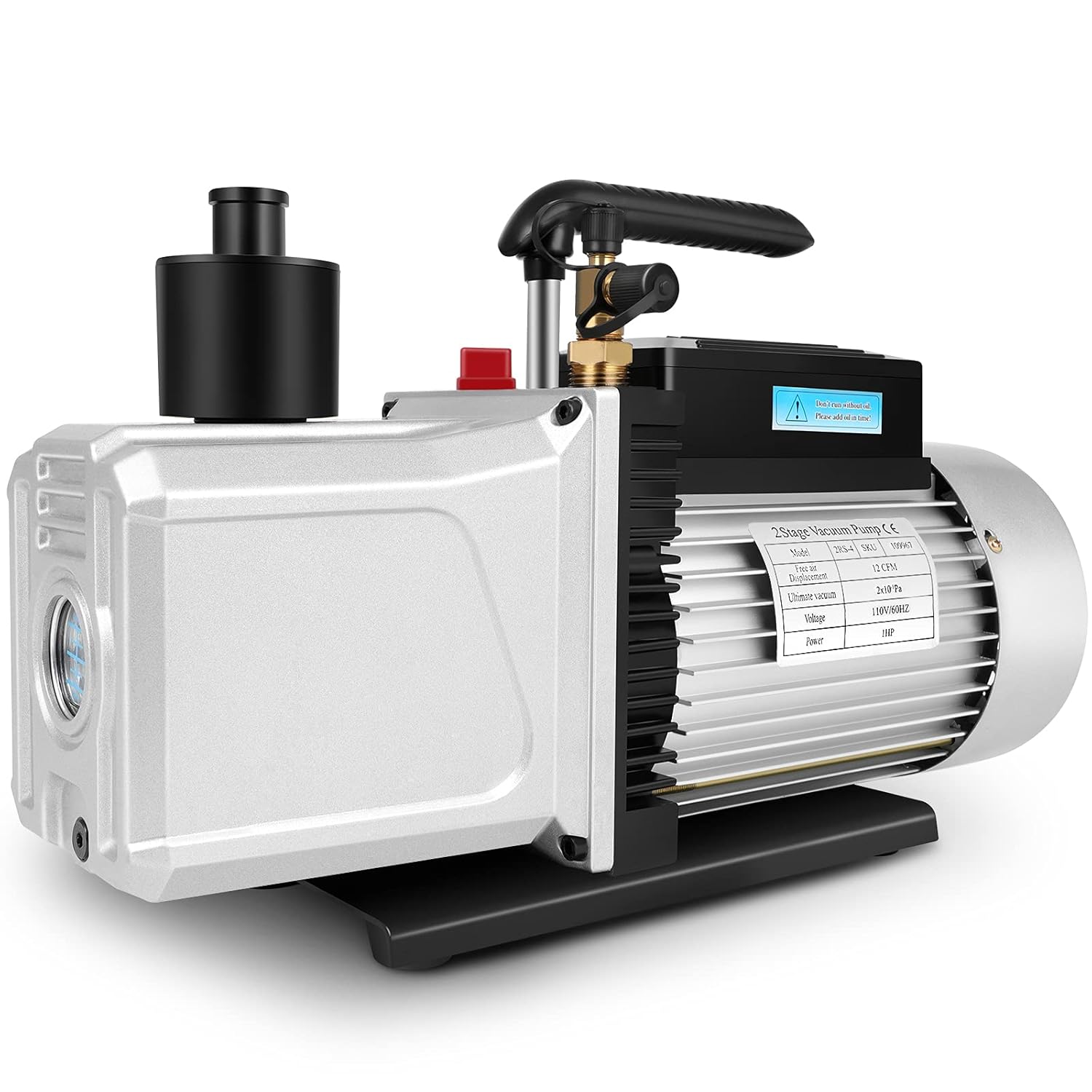 12 CFM Rotary Vane Vacuum Pump (12CFM,1/4Flare 3/8SAE Inlet) for HVAC/Auto AC Refrigerant Recharging, Wine Degassing, Milking, Medical, Food Processing etc. : Automotive