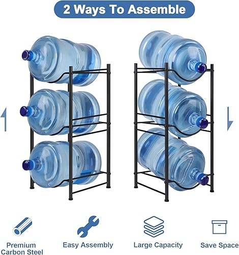 Miniatura 3 de smusei Soporte para botellas de agua de 5 galones, 3 niveles, resistente, estante organizador de botellas desmontable para el hogar, cocina,