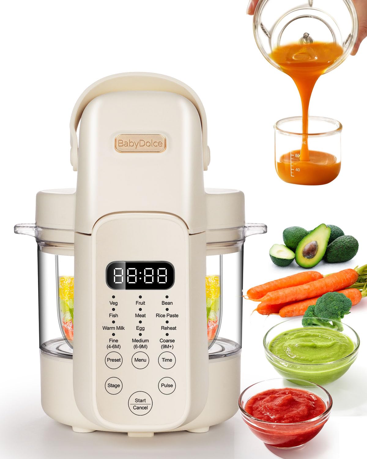 Baby Food Maker, 9 in 1 Glass Baby Food Processor Steamer Puree Blender with 6 Blades