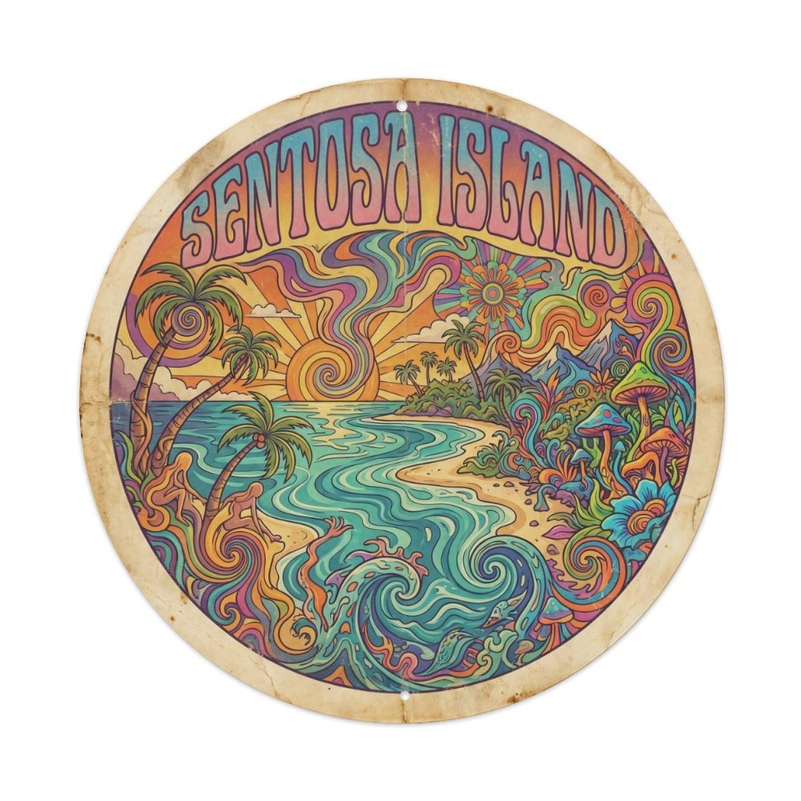 Sentosa Southeast Asia Psychedelic Travel Metal Tin Sign