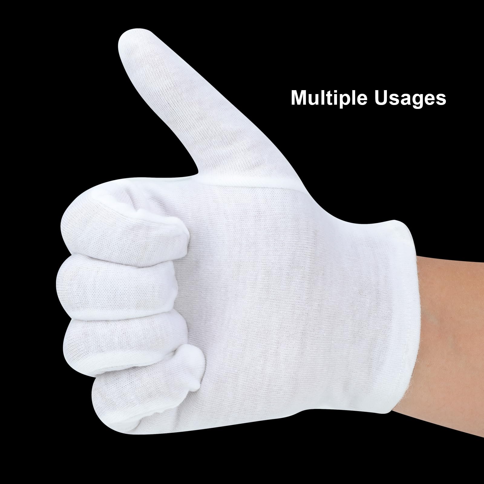 Senkary Lot de 10 paires de gants en coton blanc pour homme et femme, gants de travail en tissu pour la manipulation artistique, la photographie, la photographie, l'inspection de bijoux en pièces de