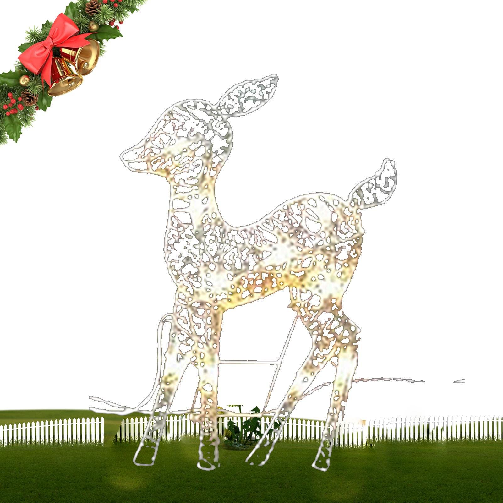 Luci Natalizie A Energia Solare A Forma Di Renna - Decorazione Esterna, ABS Resistenti Alle Intemperie, Altezza 47 Cm - Per Giardino E Portico