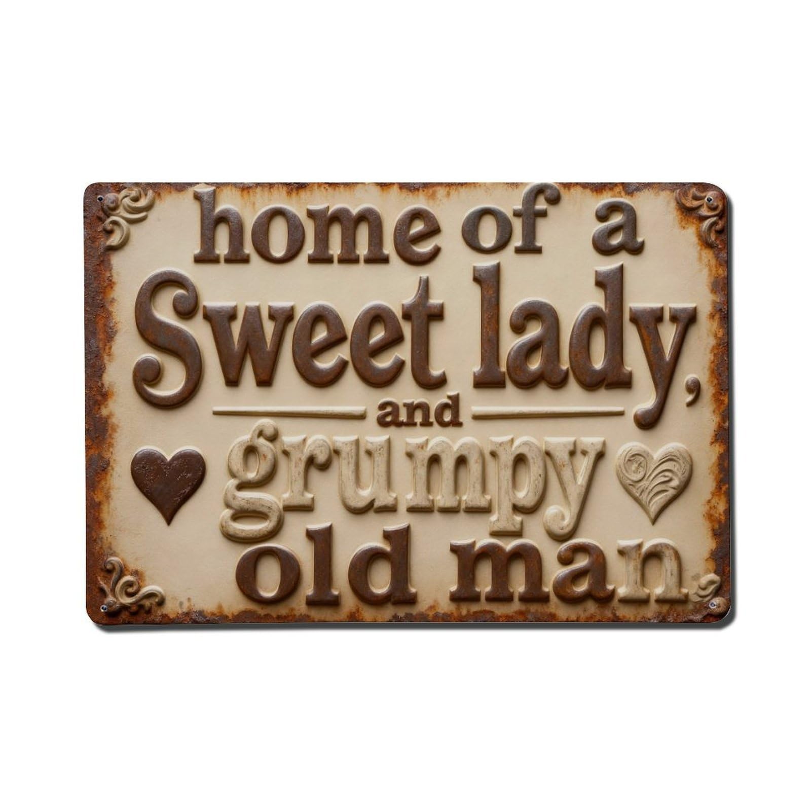 Home Of A Sweet Lady And Grumpy Old Man Vintage Metal Tin Sign Retro Wall Decor, Bar Garage Cafe Kitchen Home Wall Art Poster Decoration 8x12inches