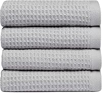 Vista 12 de Cozy Earth Toallas de mano de punto gofre, 60% algodón, 40% viscosa de bambú, 20 x 30 pulgadas, rizo suave y absorbente, reversible, patrón de punto