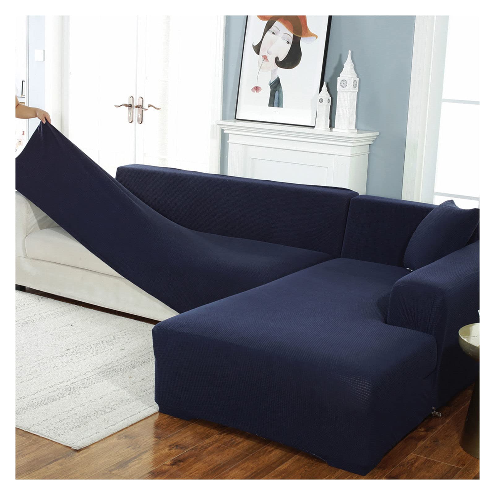 JHLD Sofa Slipcover L Shape Couch, High Elasticity Sofa Cover Washable Fashion Couch Cover For Living Room Pet-D-Medium + Large