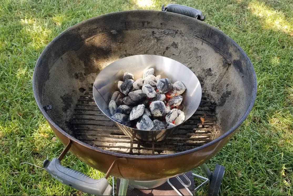 Uniflasy BBQ Whirlpool for Kettle Grills, Weber 22 26.75 Inches WSM, Weber Smokey Mountain Vortex, Big Green Egg, Kamado, BBQ Kettle Barbecue Charcoal Grill Accessories, Lump Charcoal Chimney