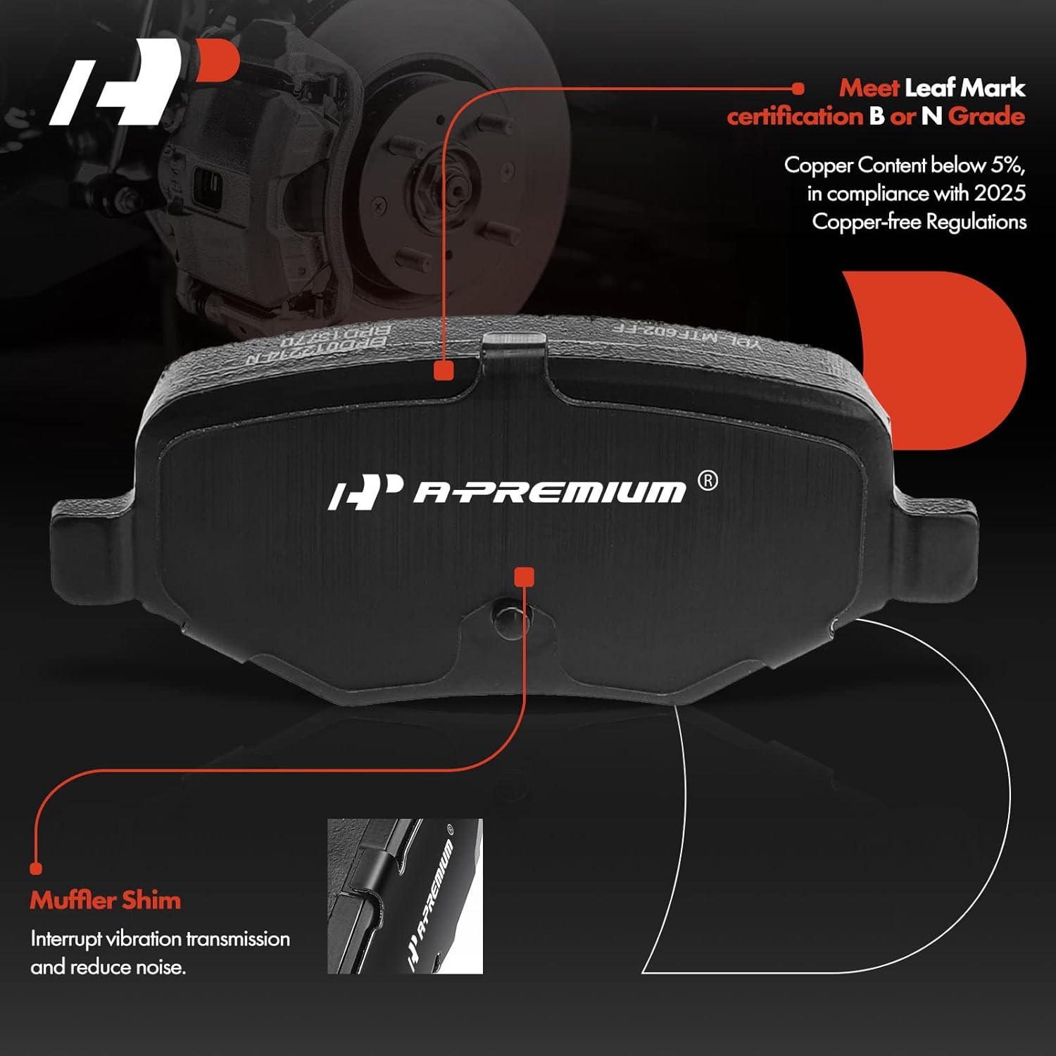 A-Premium 13.58 inch (345mm) Rear Vented Disc Brake Rotors + Ceramic Pads kit Compatible with Select Lincoln and Ford Models - MKS 2013-2016, MKT, Explorer/Flex 2015-2019, 6-PC Set