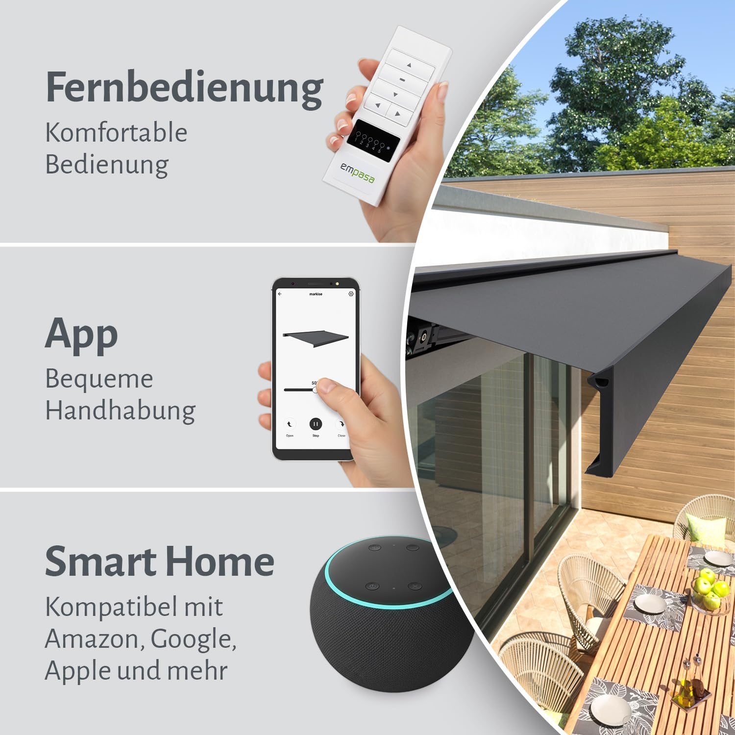 empasa elektrische Vollkassettenmarkise Cube ONE Smart Home kompatibel