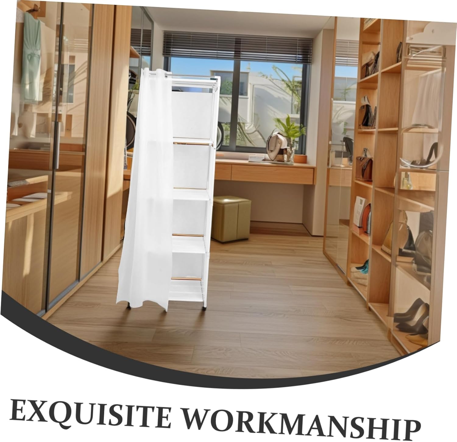 Small Wardrobe Closet Freestanding Storage Cabinet Dustproof Wardrobe Multi-Layer Shelves Easy Assembly for Home