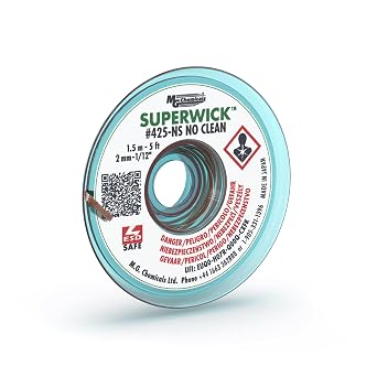 MG Chemicals 425-NS No Clean Super Wick Desoldering Braid, 0.075" Width x 5 Length, Pack of 1