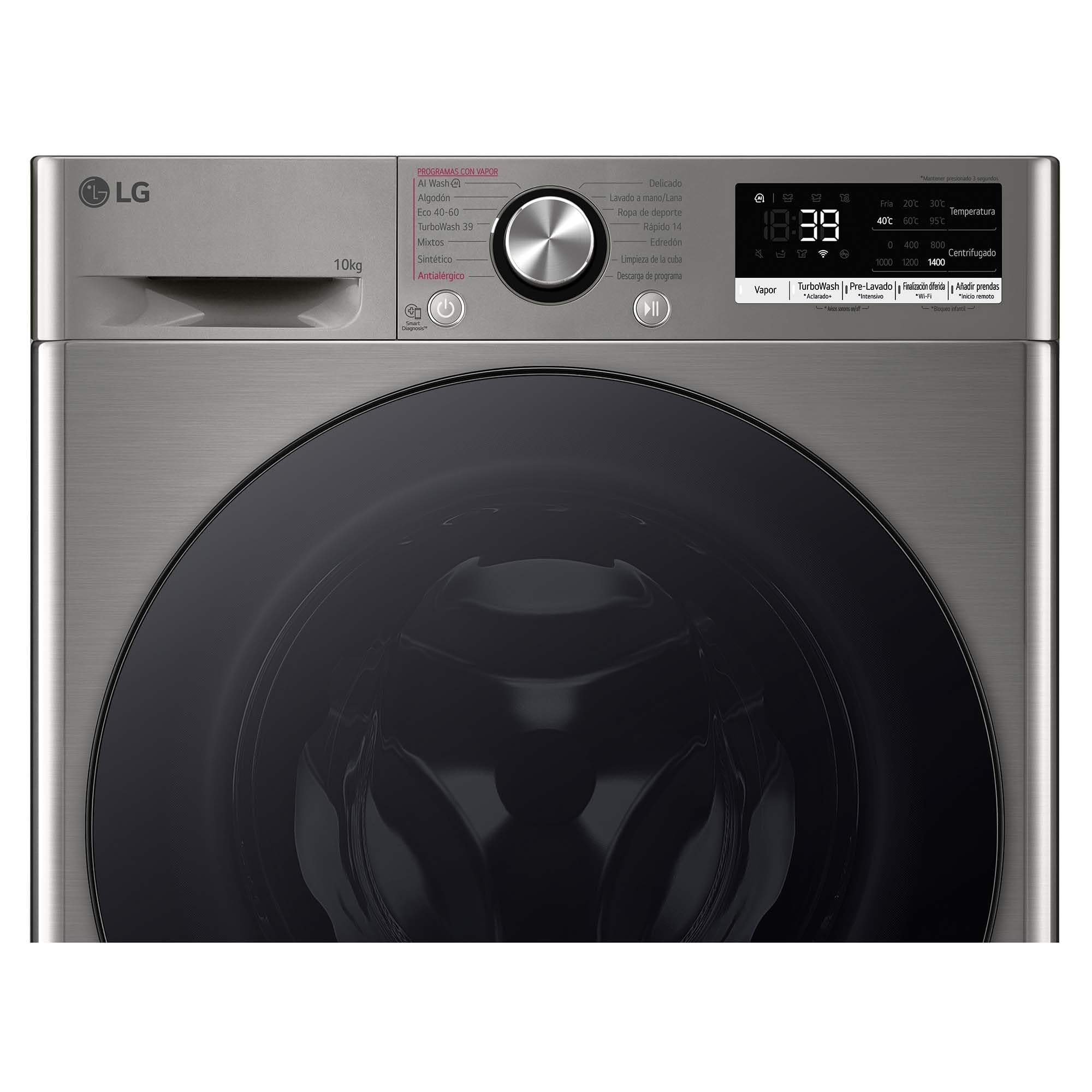 LG F4WR7010AGS - Lavadora Inteligente, 10kg, AI Direct Drive, 1400rpm, Carga Frontal, TurboWash 360º, Casificación A, Serie 700, Inox Grafito