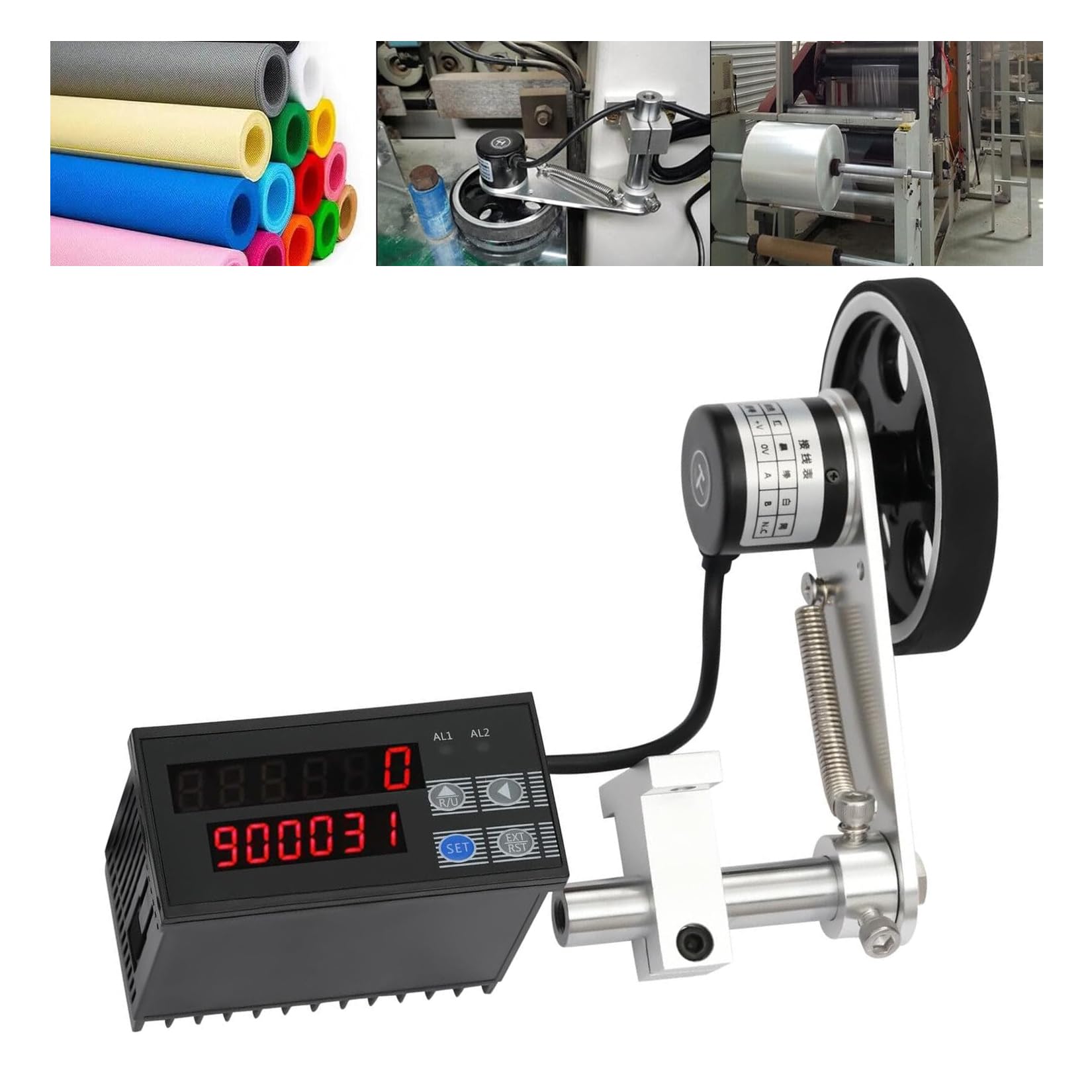 Wkantlaes LED Display Digital Counter Rolling Wheel Electronic Digital Meter Counter Length Measure Tool W/Encoder, Length Measuring Accuracy Display, Meter Counter Rotary Encoder Wheel