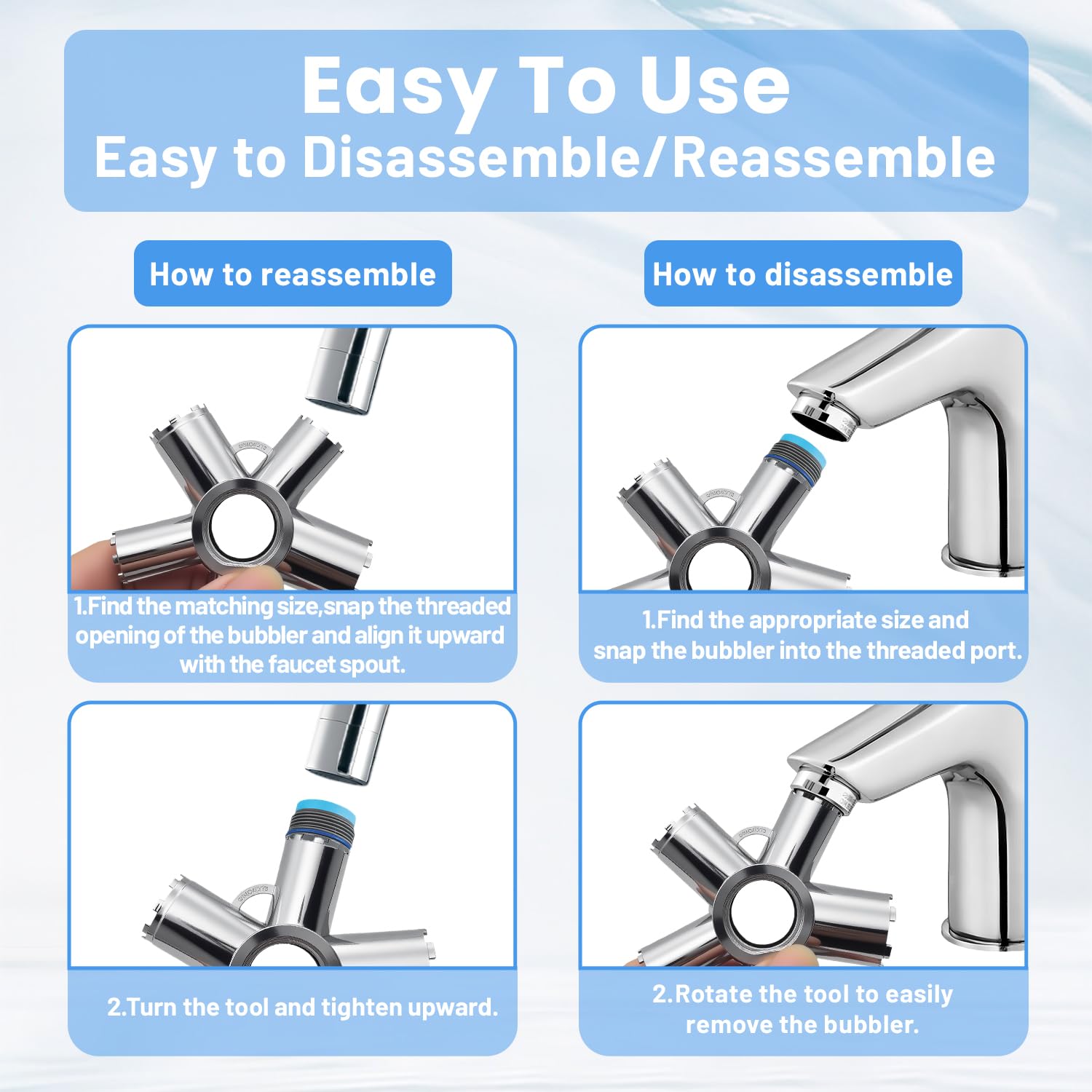 Upgraded Metal 10-in-1 Faucet Aerator Tool - Heavy-Duty Removal Key for M16 5-M28 Sizes Hidden Thread Housing Aerators — view 6