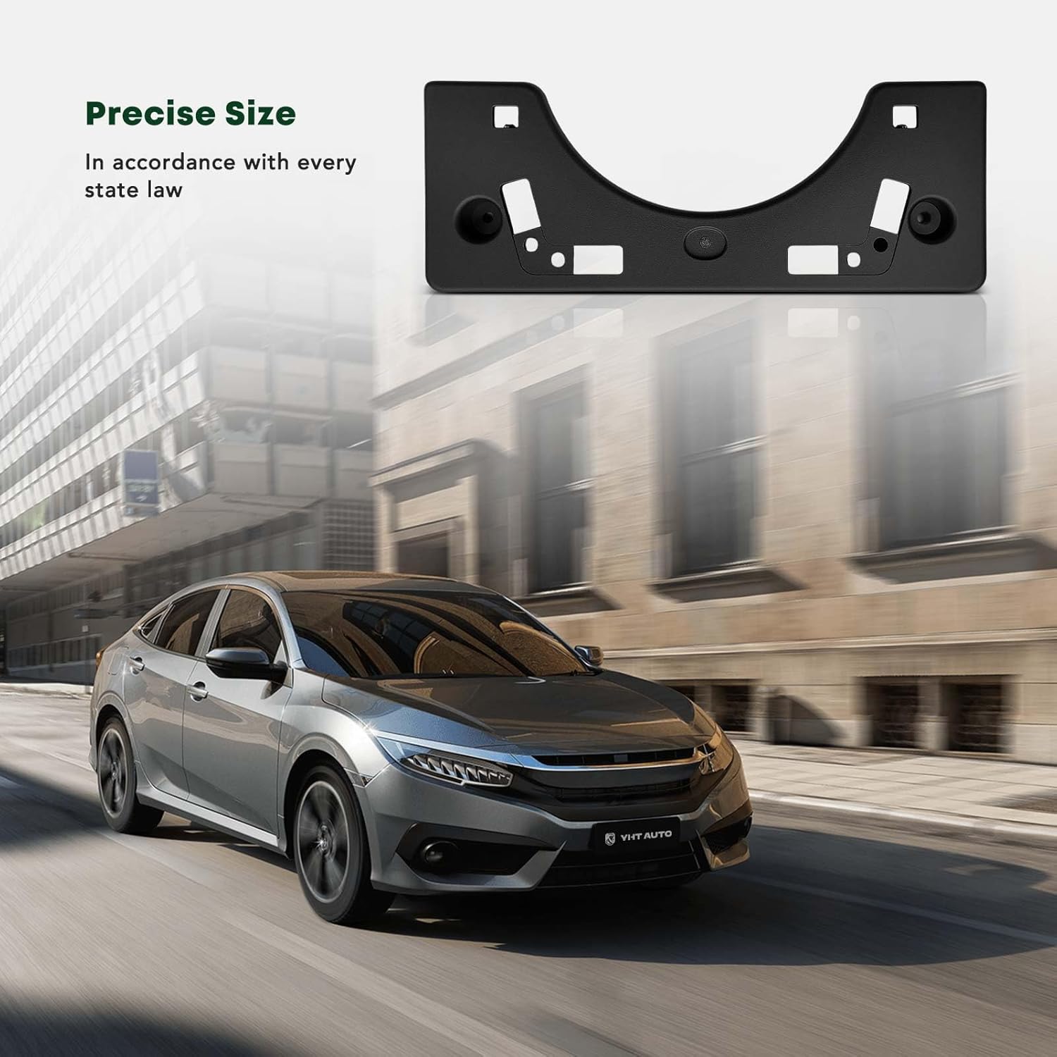 YHTAUTO Front License Plate Frame w/Hardware Compatible with Toyota Prius 2004-2009, Black Bumper License Plate Bracket, No Drill Licence Plate Holder