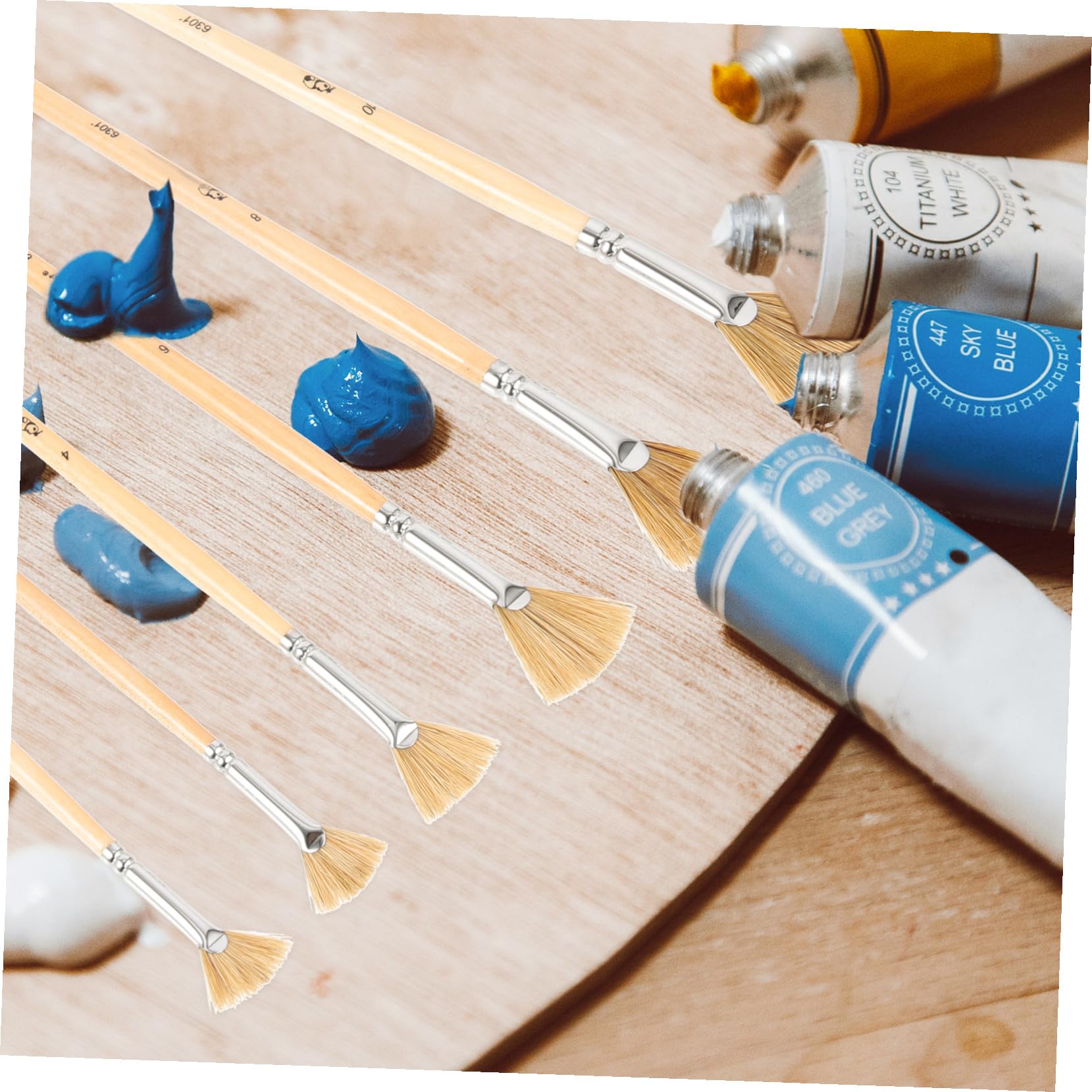 Angoily 3 Ensembles Set De Pinceaux Éventail Brosse Aquarelle Multifonctionnelle pour Peinture Huile Gouache pour Activités 6 Pièces * 3