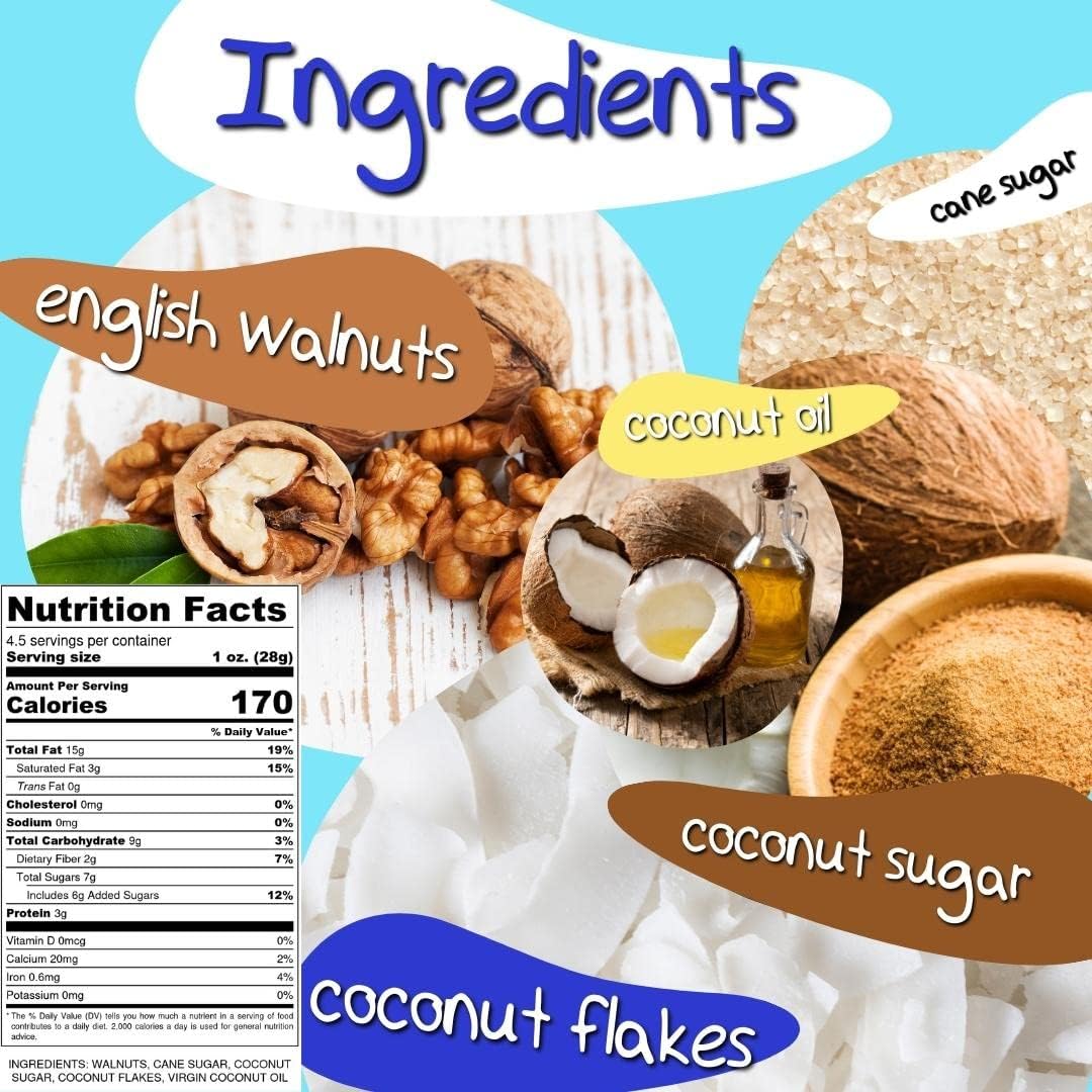 Crazy Go Nuts Walnuts Coconut - Glazed Walnuts, Healthy Snas, Vegan,