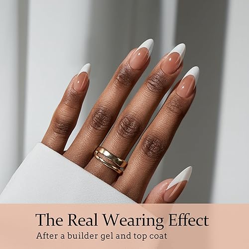 Miniatura 3 de BTArtboxnails French XCOATTIPS - Kit de uñas postizas a presión con punta francesa de almendra media, color marrón, para arte de uñas, boda, fácil