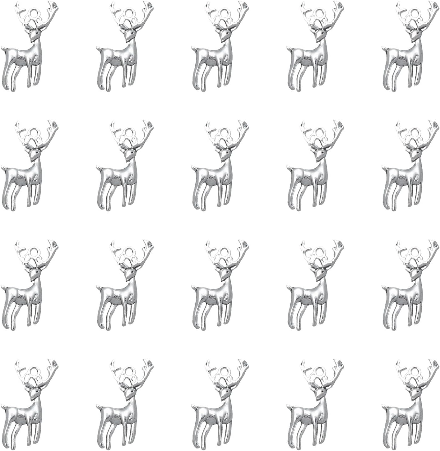 30 Pcs Deer Charm 2.8 x 1.7 cm Metal Cute Vintage Animal Pendants for DIY Jewelry Making Necklace Bracelet Christmas Crafting Thanksgiving Supplies