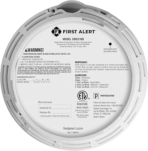 Miniatura 5 de First Alert SMCO100 - Alarma combinada de humo y monóxido de carbono, funciona con pilas, 1 paquete