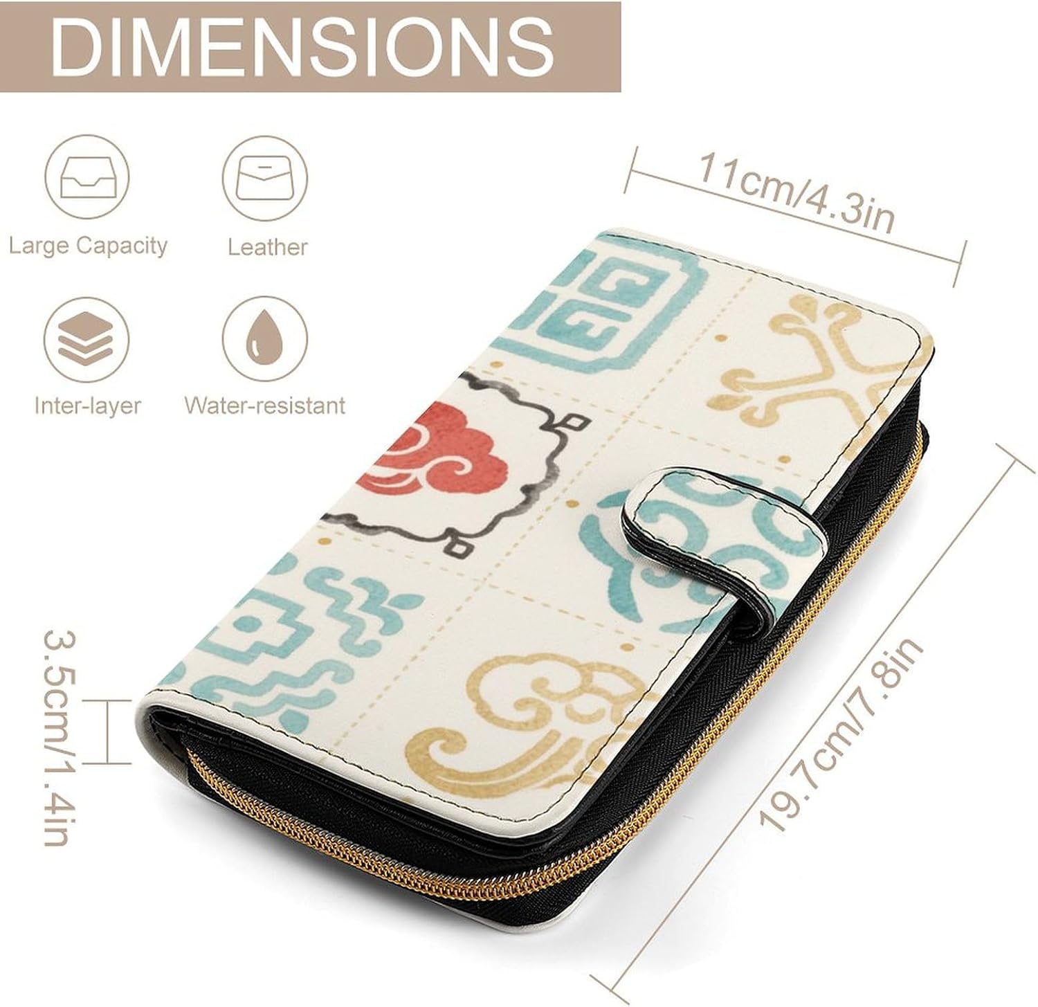Classic Patterns Wallet,PU Leather Material, Small Wallet,Bifold with Zipper, Travel Wallet,Compact And Portable for Men And Women 7.8 * 4.3 * 1.4 Inches
