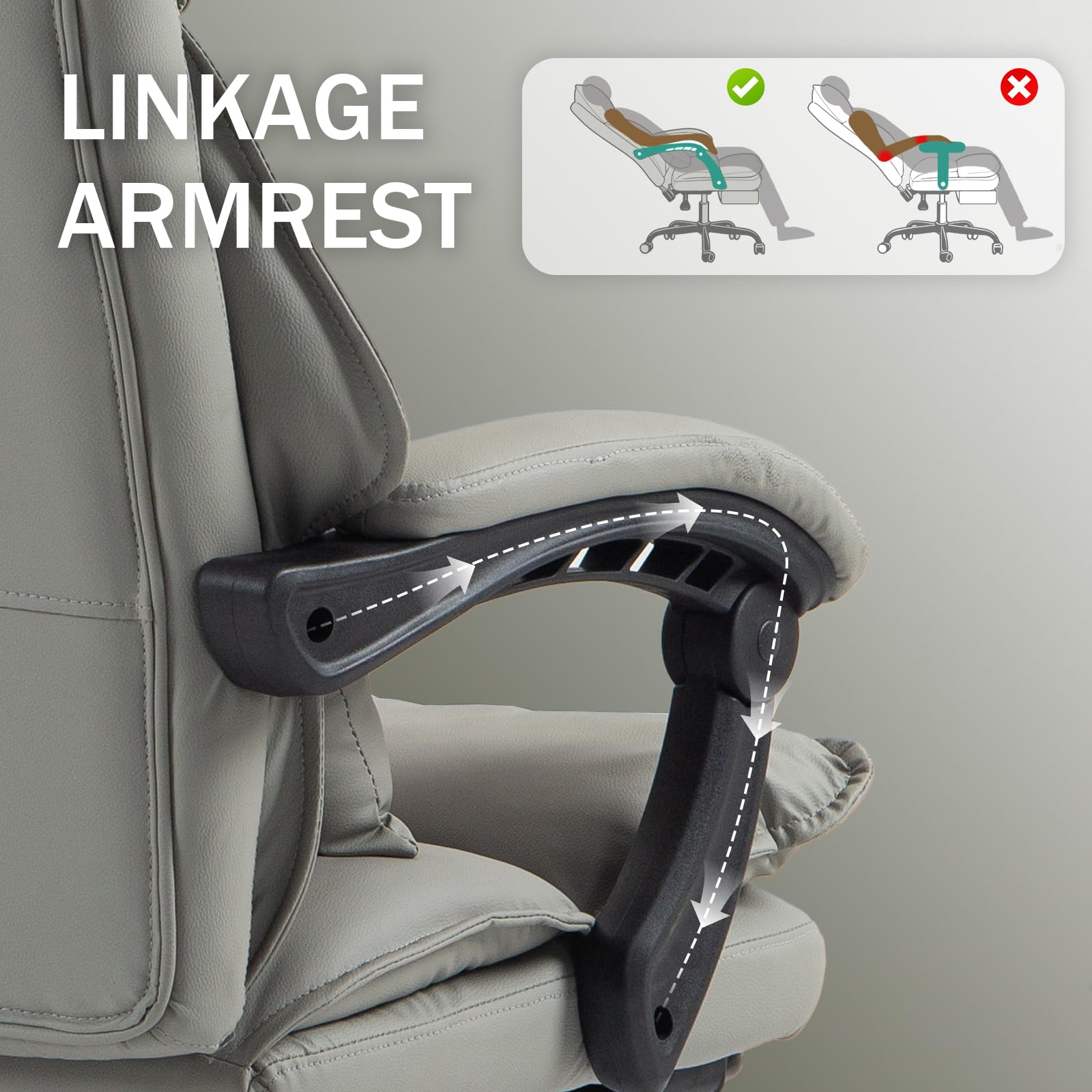 Home Office Desk Chairs Executive Office Chair 155 Reclining Office Chair with Footrest Leather High Back Comfy Computer — view 5