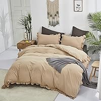 Vista 150 de CLOTHKNOW Juego de edredón de 3 piezas de color marrón caramelo, tamaño individual/individual XL, color terracota suave, color óxido con 2 fundas