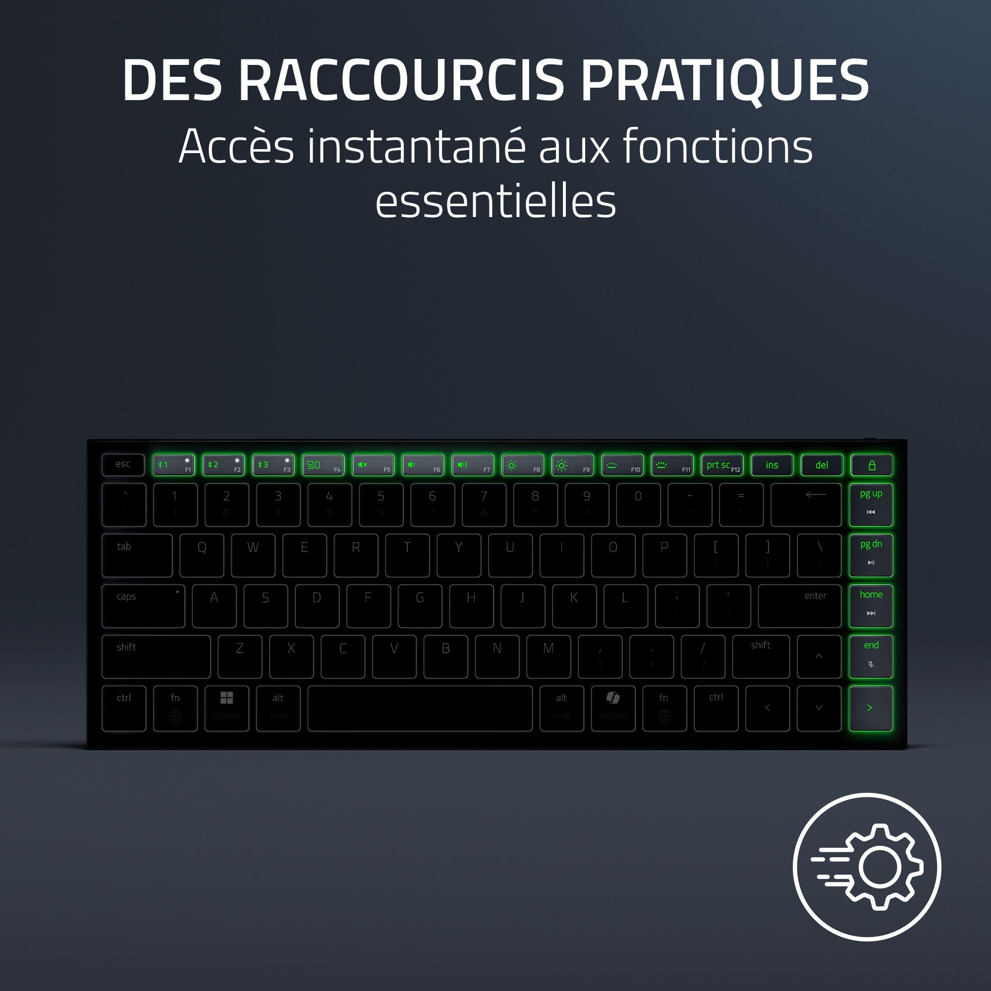 Razer Joro Portable Keyboard - Clavier sans Fil Rétroéclairé Compact - Bluetooth - WiFi - Low Profile - USB-C - Compatible Apple macOS & iOS - PC Windows - Clavier Francais AZERTY | Noir