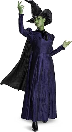 Disguise Wicked Elphaba Costume, Deluxe Official Wicked Elphaba Costume Cape and Hat for Women, Size (12-14)