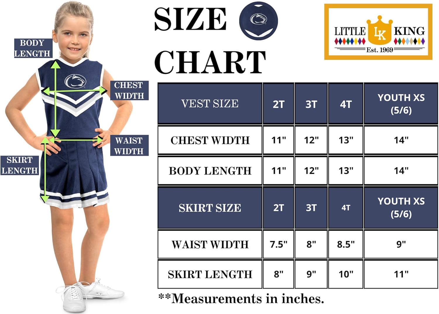 Officially Licensed NCAA Girls 2 Piece Cheer Dress, Toddler- Youth Girl