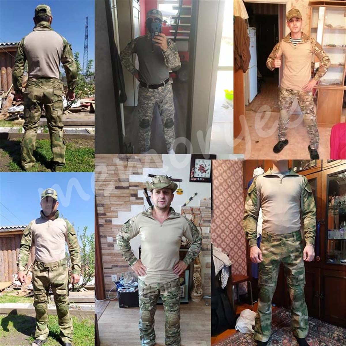 Memoryee Homme Tactique Militaire Chemise Manches Longues de Combat avec 1/4 Fermeture Glissière et Poches