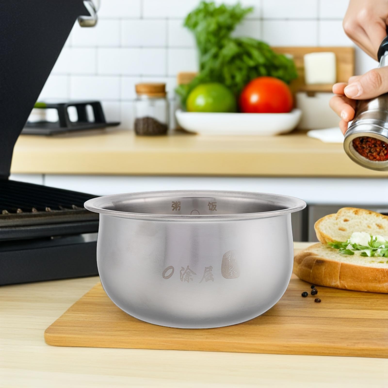 Pentola Interna Argento 3l in Acciaio Inox per Cuociriso