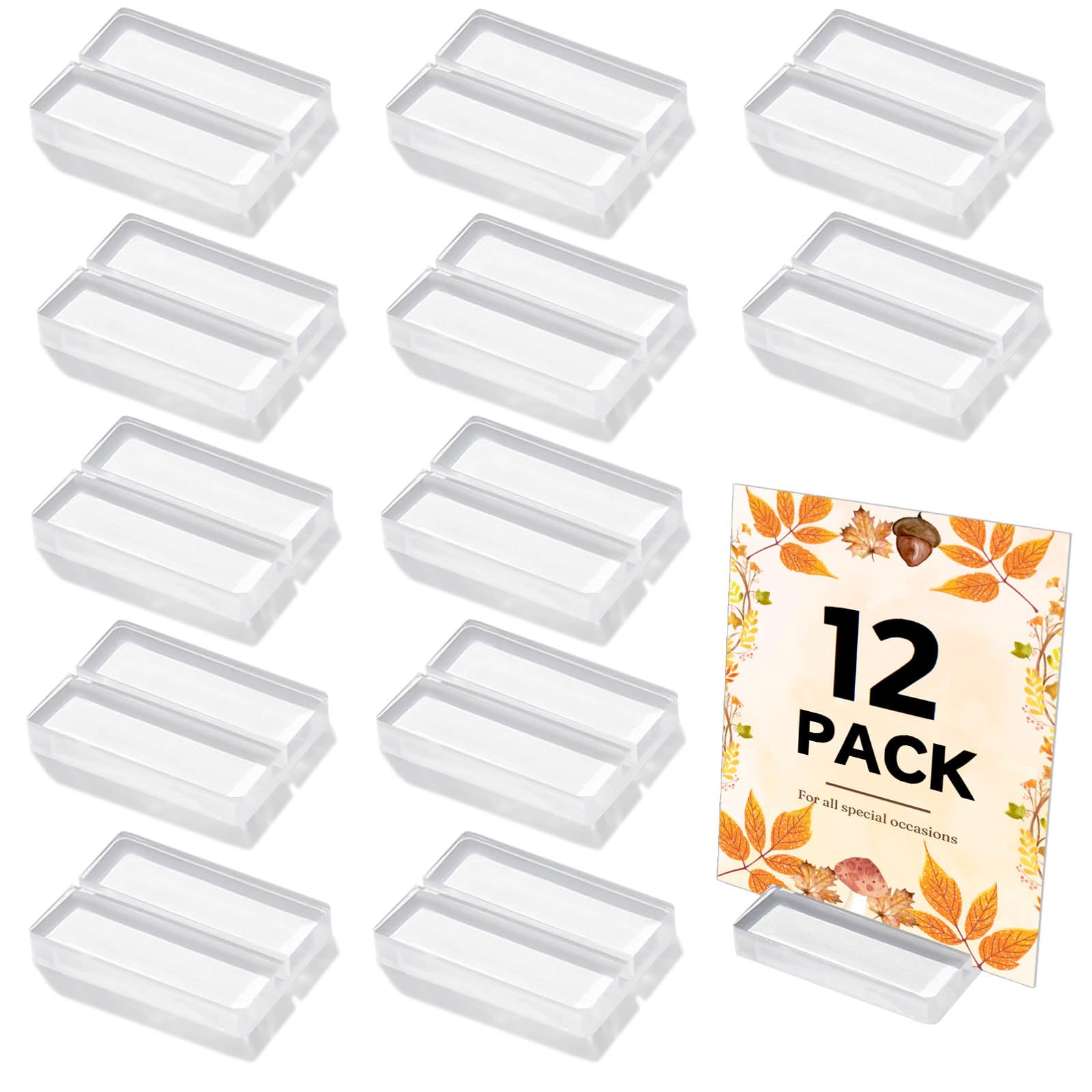 Lot de 12 porte-cartes de table en acrylique transparent de 5,1 cm | Présentoir de cartes en acrylique pour numéros de table, pour mariages, fêtes, restaurants et présentoirs d'entreprise 0,2 cm
