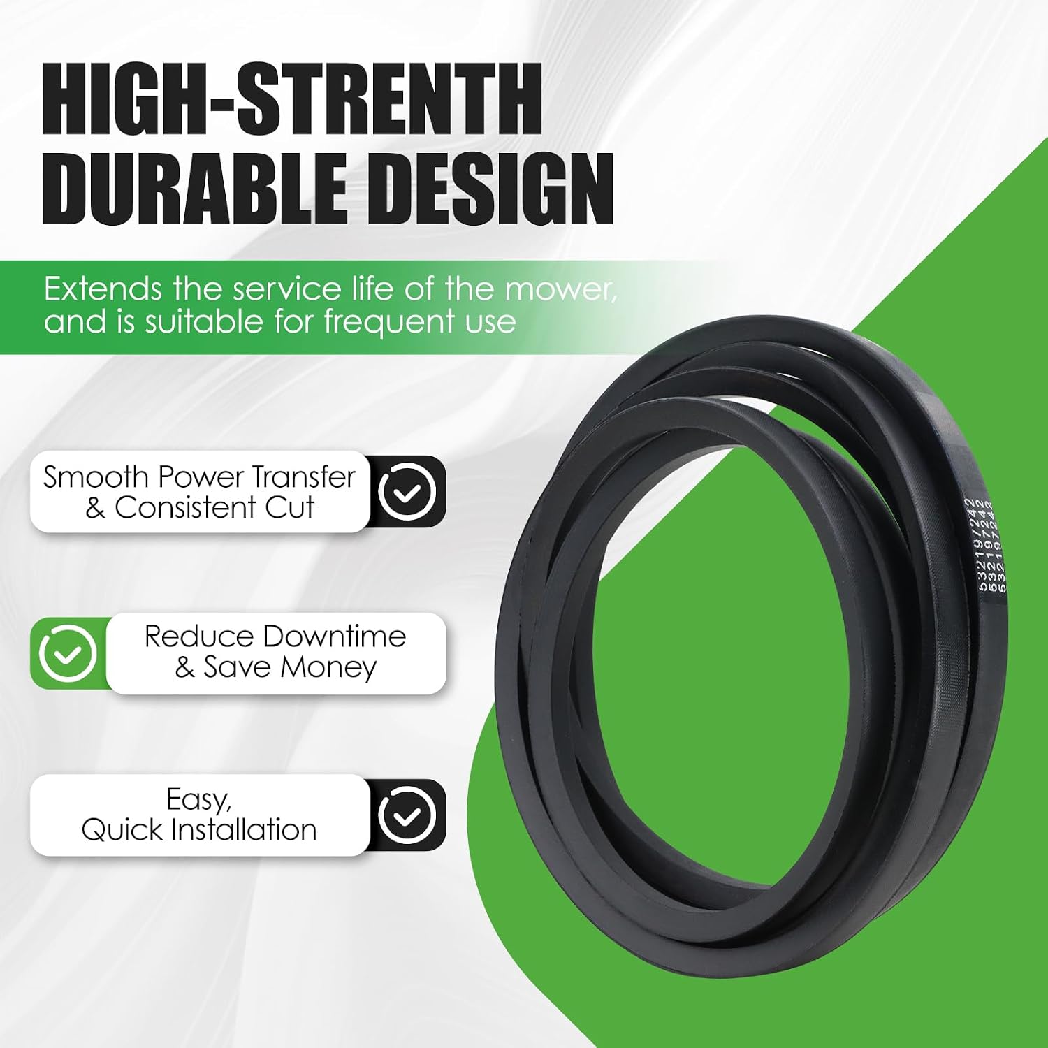 532197242 Mower Deck Belt Fit for Husqvarna YTH24V48 YTH24K48 YTH2348 GTH2448 YTH2448 with 48" Deck Replace# Craftsman 33154 AYP 197242 (5/8" x 138-3/4")