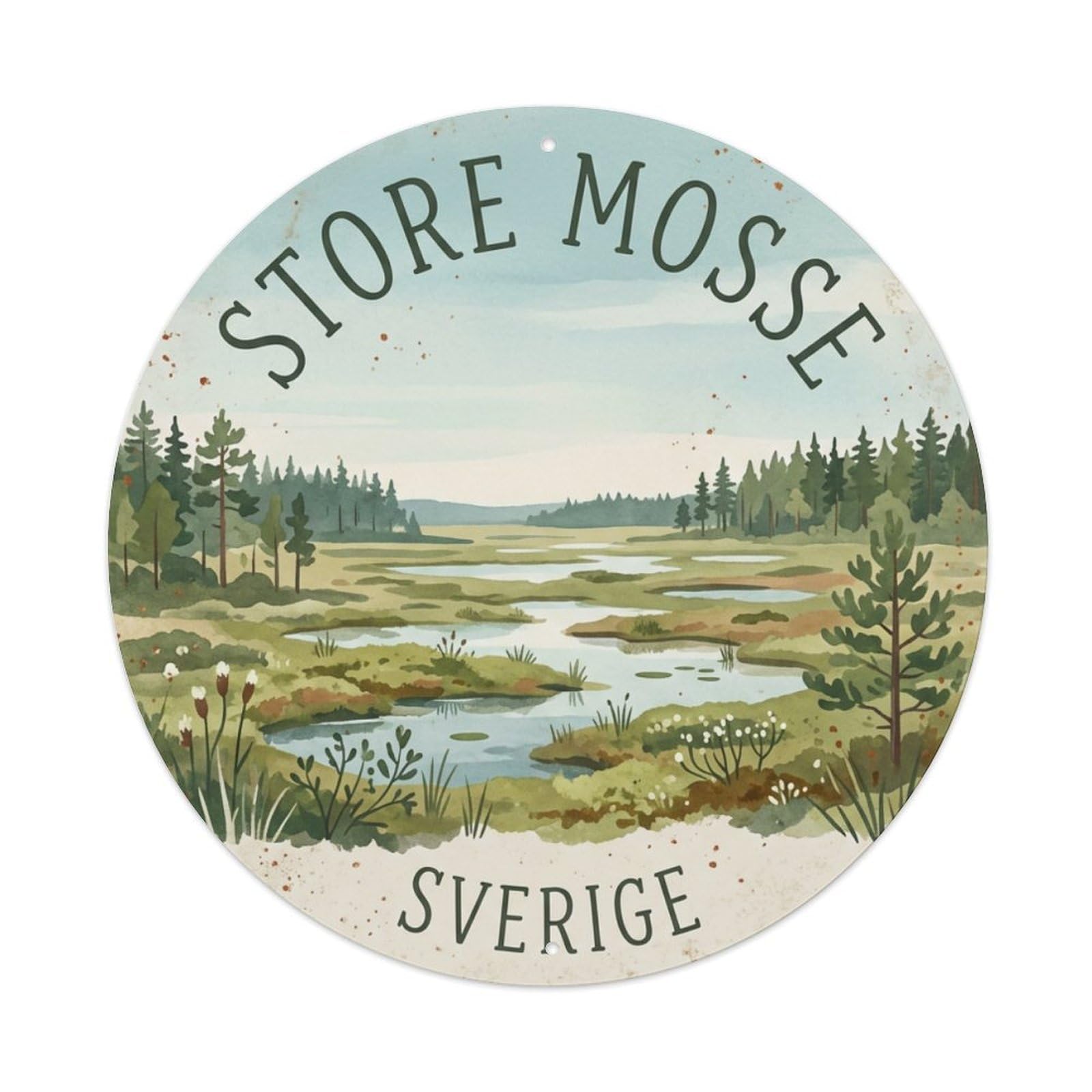Vintage Travel Store Sweden Mosse Metal Tin Sign