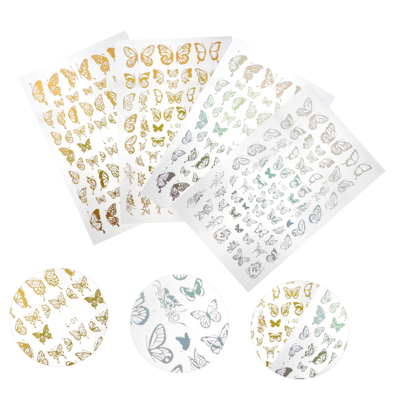 Healeved 36hojas Pegatinas De Arte Para Uñas De Autoadhesivas Dorado y Plateado Decoración Para Manicura Para Uñas Naturales y Acrílicas