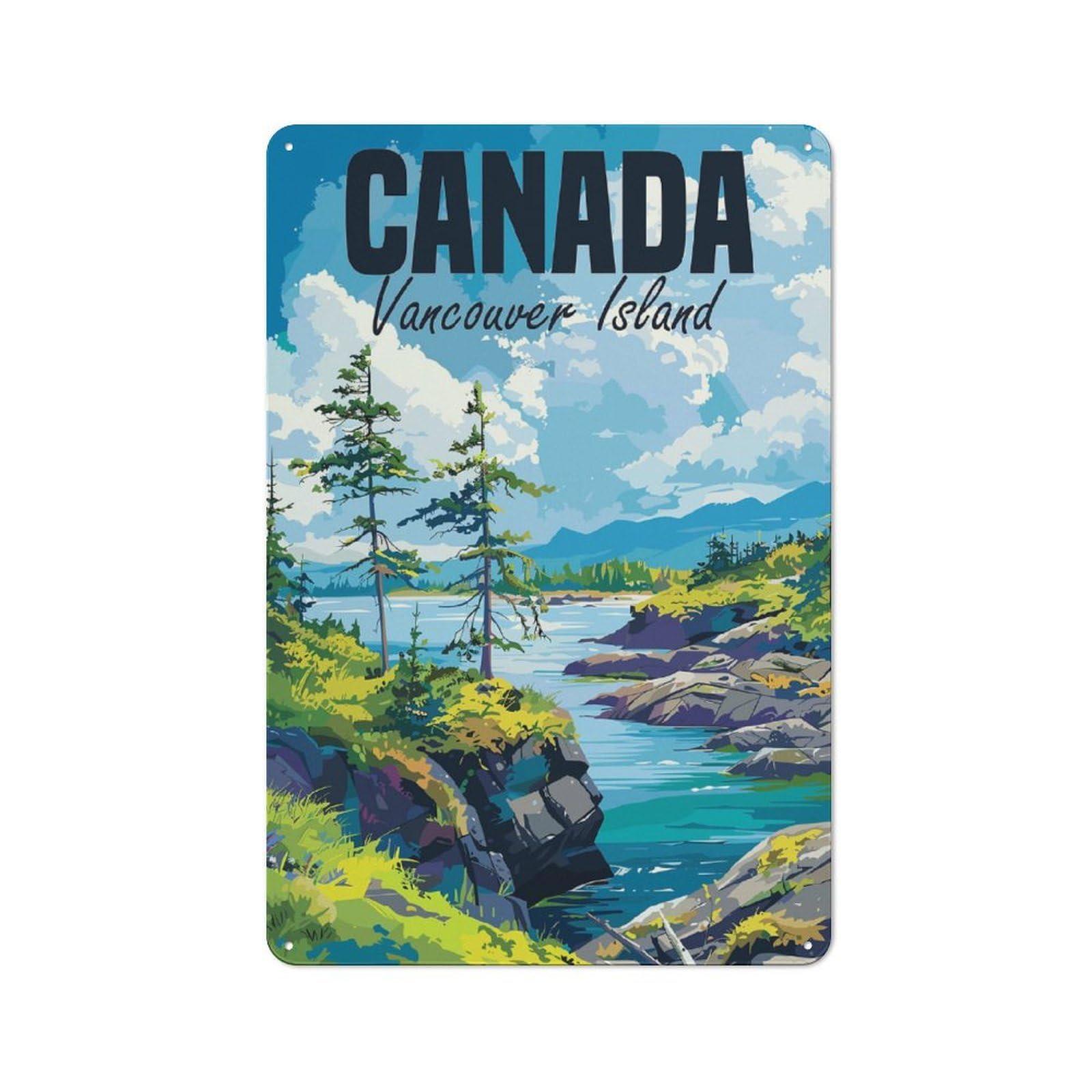 Junmoney Vancouver Island Canada Tin Wall Plaque 30X20cm With For Guest Room Or Hallway, For Hallway Wall Decor Fans