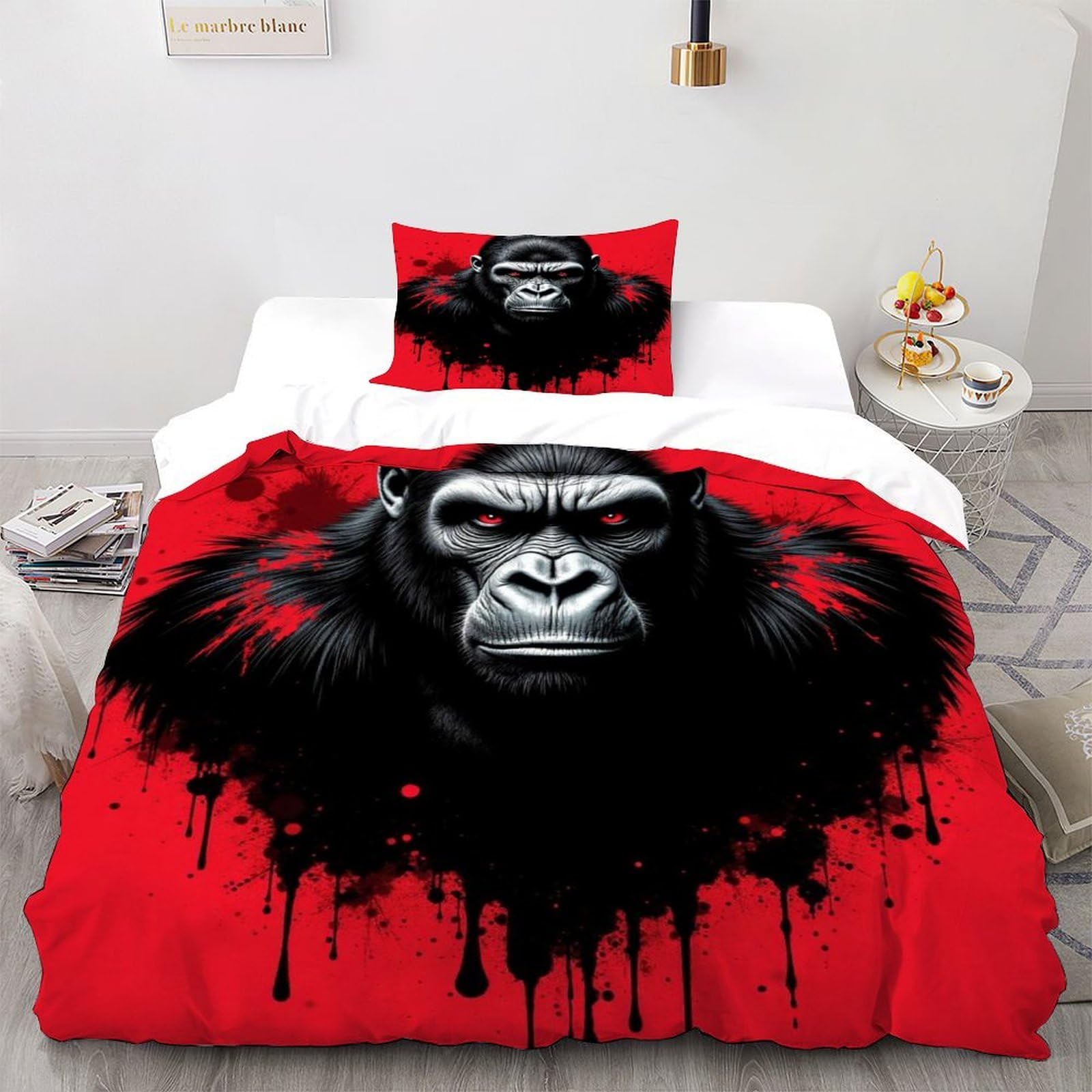 Parure de lit Gorille Rouge pour transformer la chambre d'enfant sur le thème faune sauvage