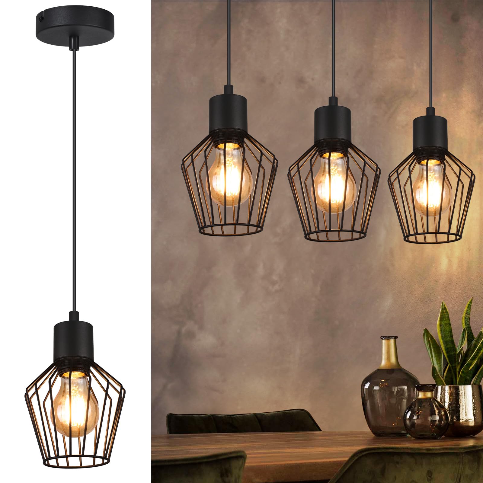 36cm Lampada Da Soffitto Vintage Retrò E27 Lampadario Ferro Forma Di - Foto 11