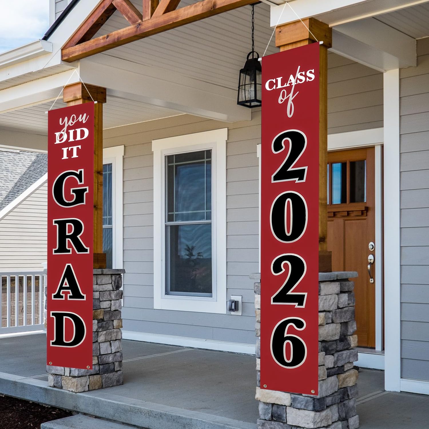 2026 Graduation Banner Porch Sign – Class of 2026 You Did It Graduation Decorations | Congrats Grad Front Door or Yard Porch Signs Decor | Graduation Banners for Party Decorations (Blue White)