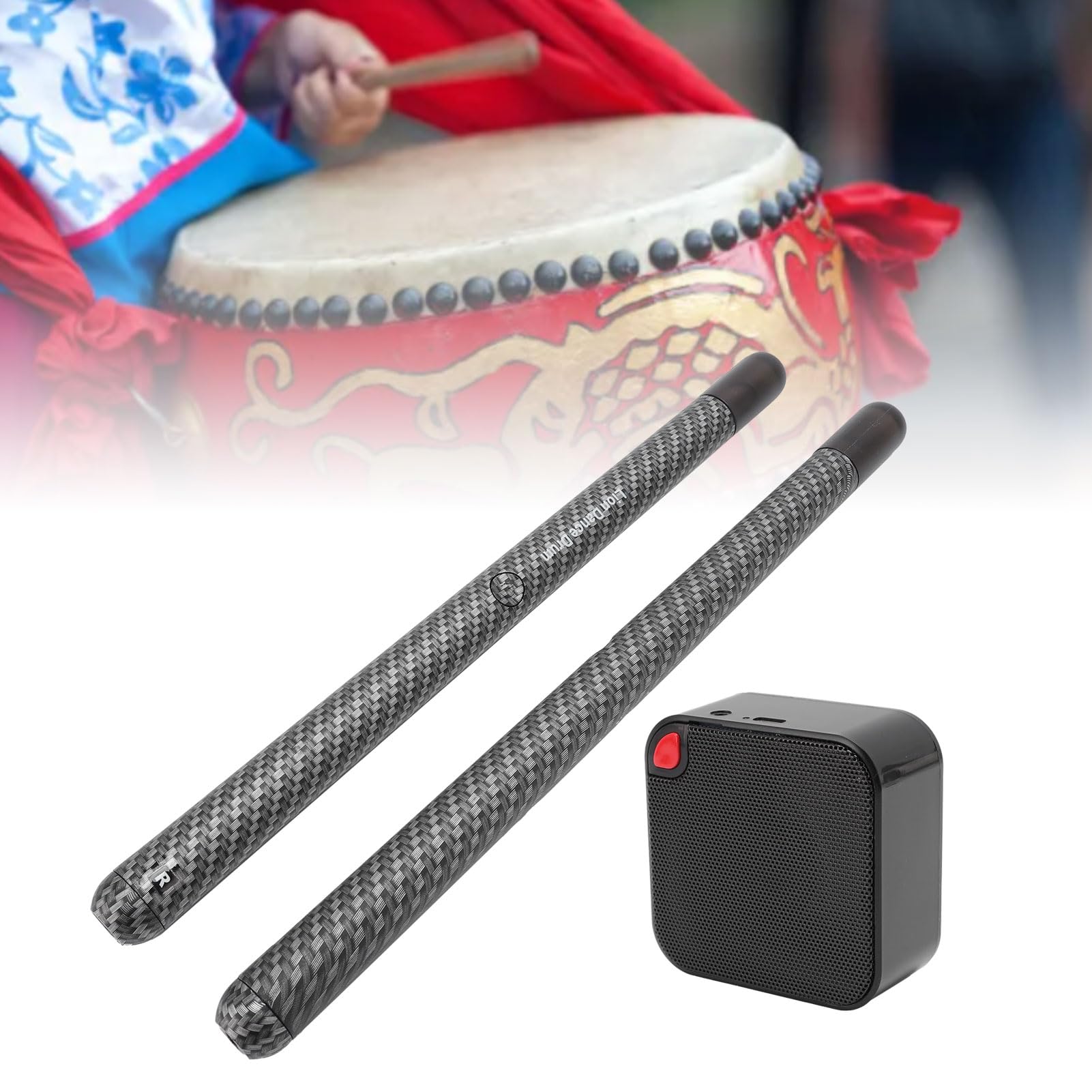 Asixxsix Elektronisches Schlagzeug-Set, Trommeln überall und Jederzeit Spielen, Air-Drum-Sticks-Set, Leises Erlebnis, 2 Klangoptionen, Air-Drumsticks für Anfänger, Erwachsene, Kinder,