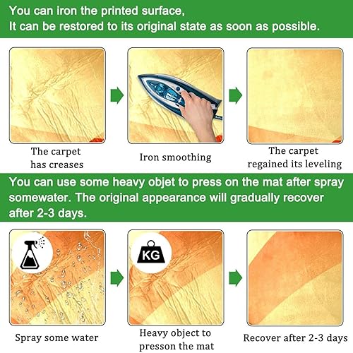 Miniatura 7 de Tapete abstracto amarillo naranja para todas las estaciones, resistente a las manchas y a la decoloración, de perfil bajo, para interiores y