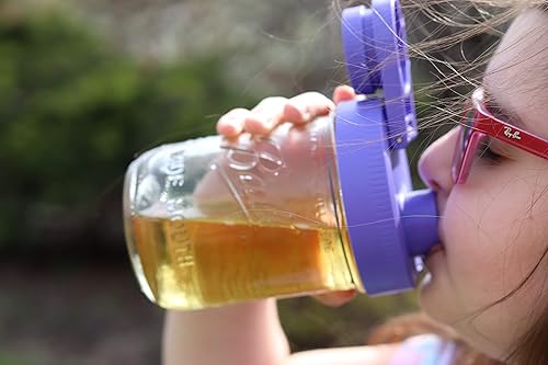 Miniatura 3 de Brewing America Tarro de crema con tapa de vertido, 1 pinta (16 onzas) tarro de bola de boca ancha con tapa de vertido morada, para leche, azúcar y