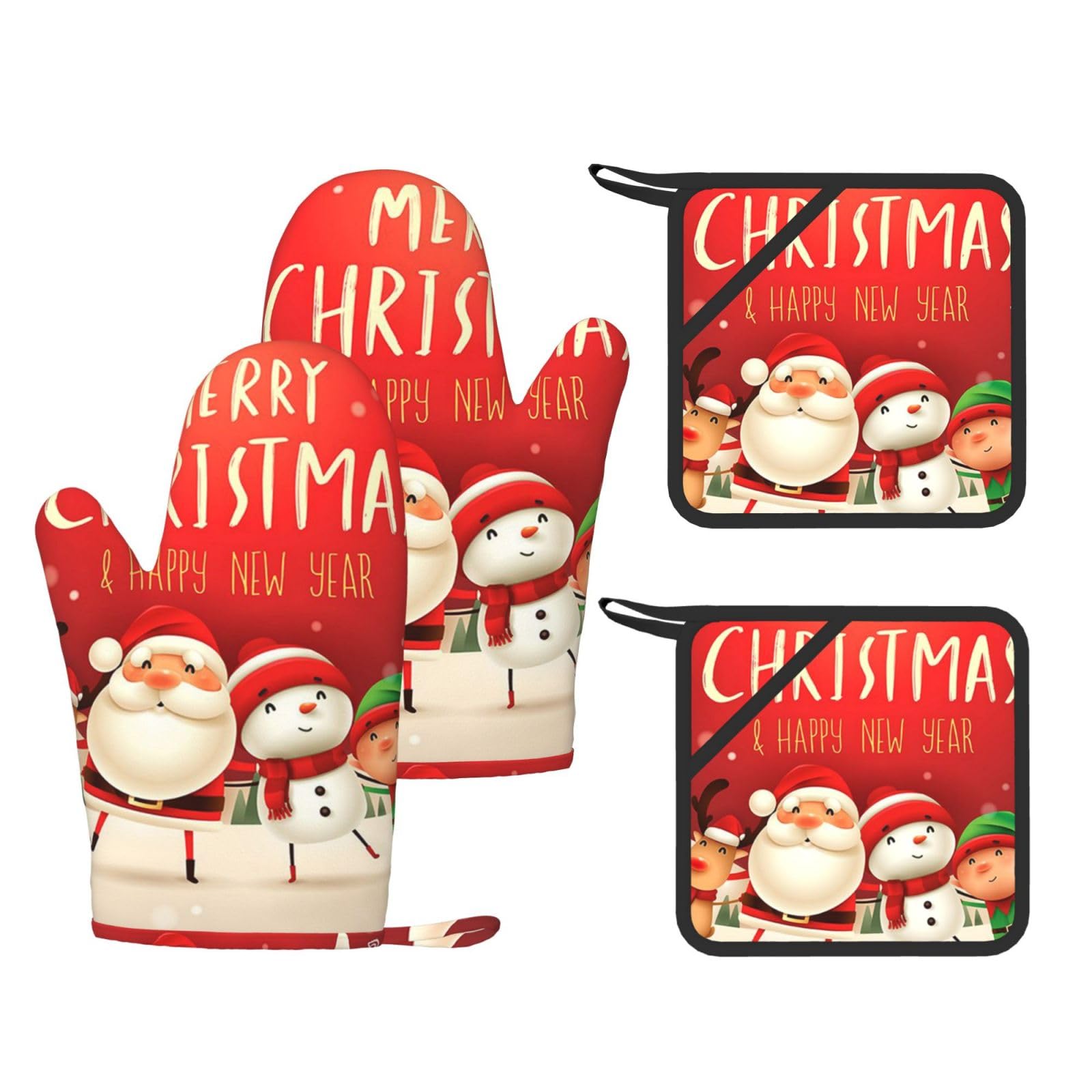 Merry Christmas drukowane żaroodporne rękawiczki i podkładka wielokrotnego użytku rękawice kuchenne