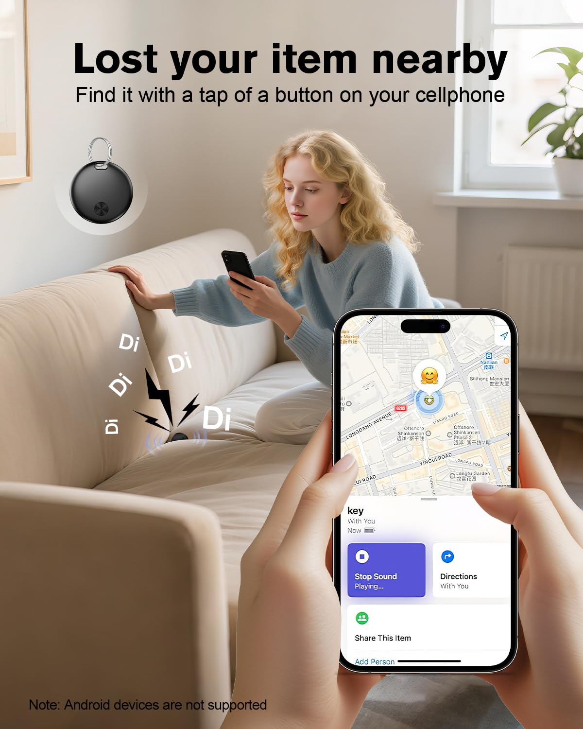 GPS-tracker, 2 stuks, Smart Tracker tag, compatibel met Apple wo ist (alleen iOS 14.5