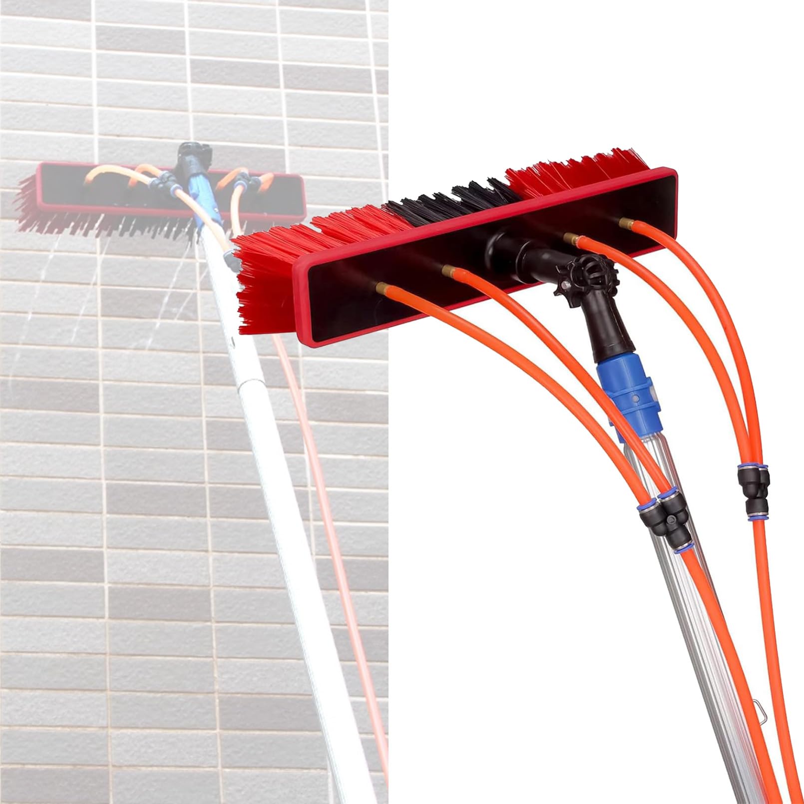 Nettoyeur de vitres extensible à long manche pour vitrages hauts