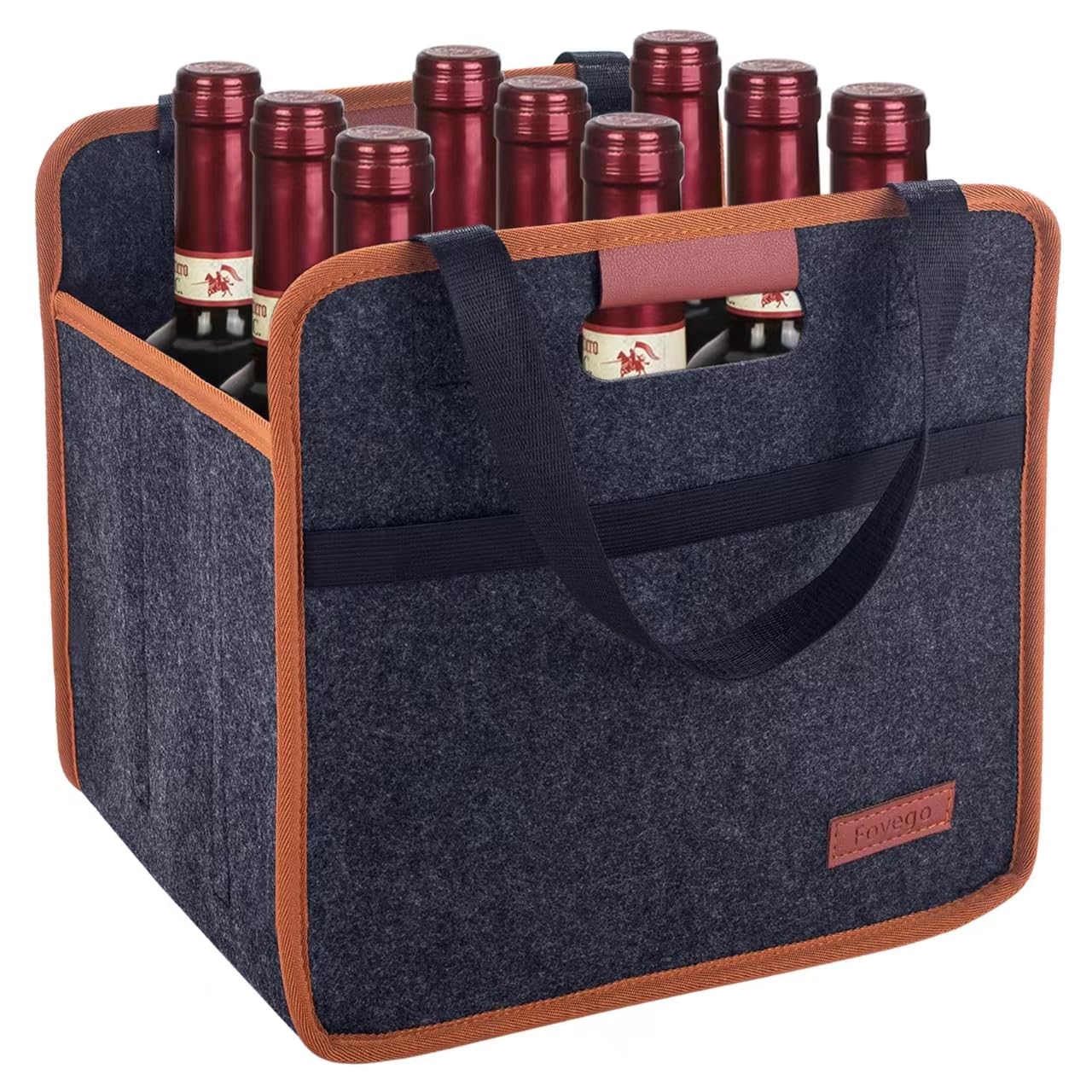 9 Bottle Wine Tote Bag, Insulated Thermal Padded Wine Carrier Tote, Reusable Wine Bags for Wine Bottles Travel, Camping and Picnic, Perfect Wine Lover Gift