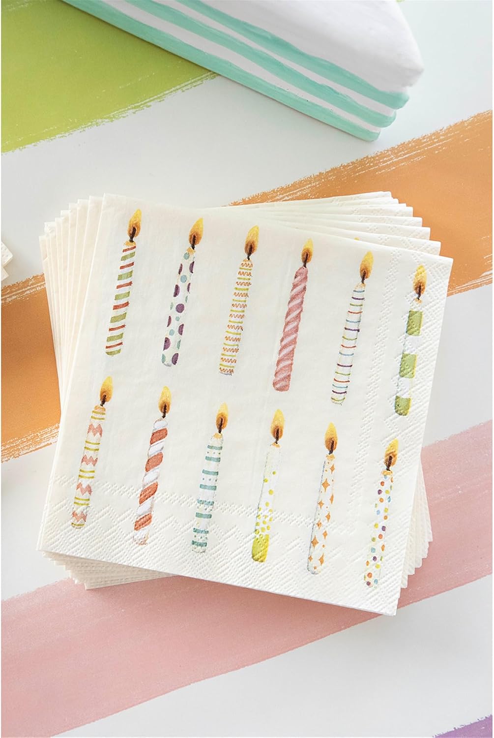 Disposable Dinner Paper Cocktail Napkins - Decorative Beverage Napkins for Parties, Weddings, Graduation - 5 inches by 5 inches Pack of 20 (Birthday Candles)