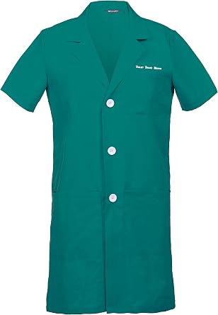 TAILORS Personalized Customizable Embroidered Mens Short Sleeves Lab Coat Laboratory Doctor Workwear