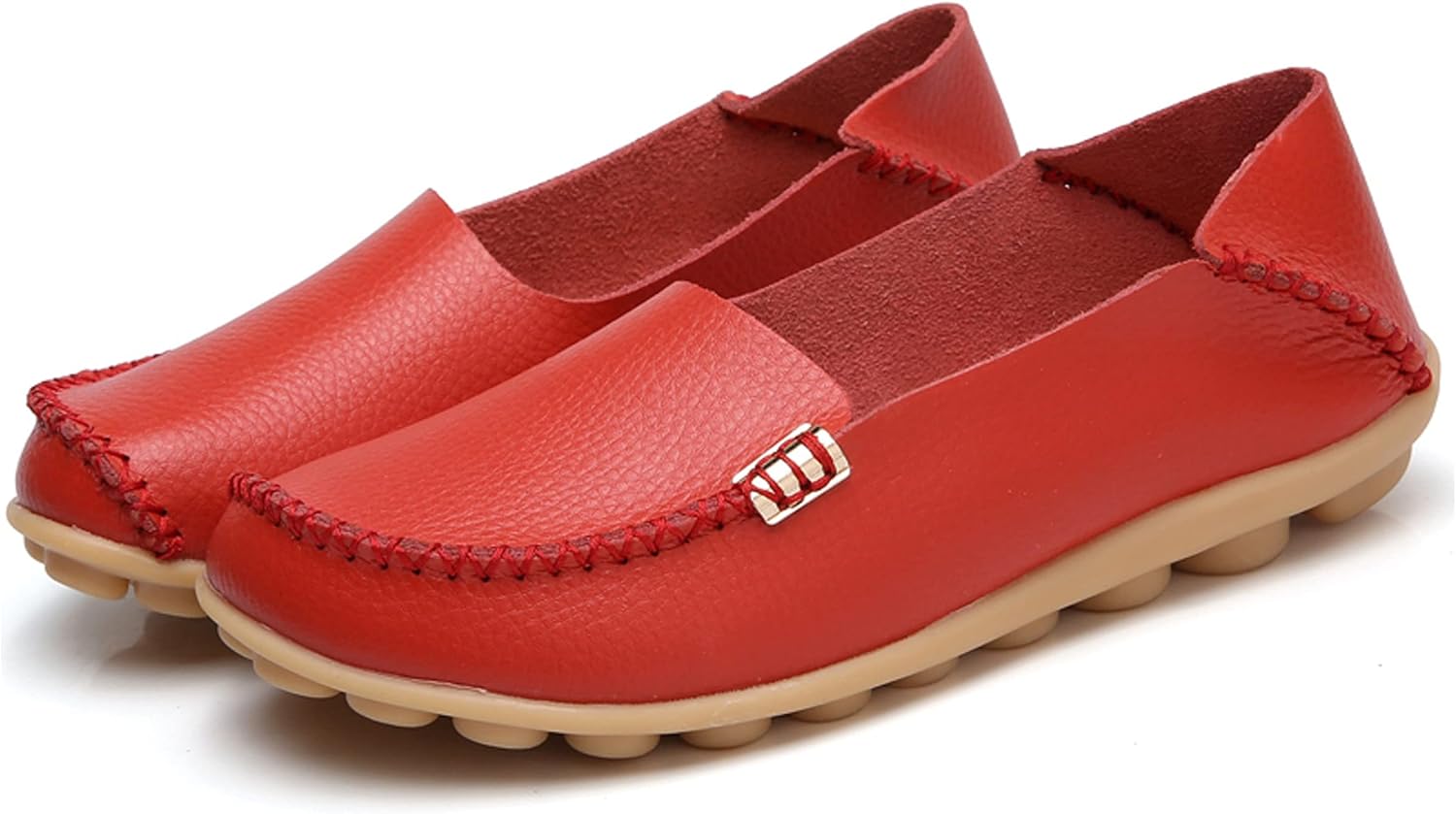 VenusCelia Women's Comfort Walking Boat Shoe 5 Red